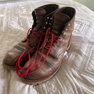 Red Wing Shoes Brown and Red Boots with Rugged Sole